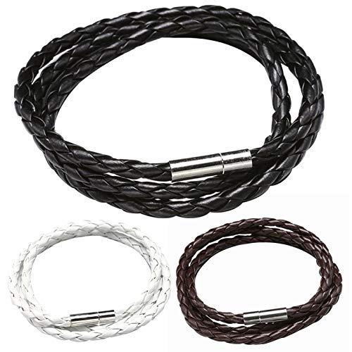Vintage Men Multilayer Braided Leather Cuff Bangle Wristband Bracelet Gift for Women Men Girls Boys Black One Size2