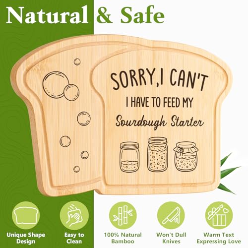 Tabla de cortar de bambú con forma de tostada, regalo divertido para amantes de la panadería y madres que hornean, ideal para Día de la Madre miniatura 5