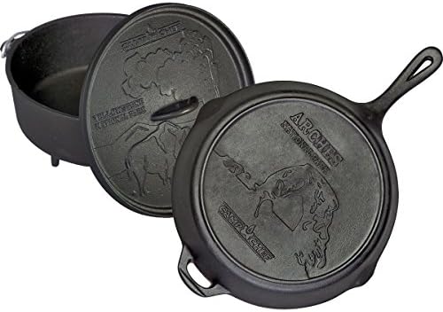 Camp Chef National Parks Cast Iron Set – Cast Iron Cookware – Includes Dutch Oven, Skillet & Lid – Cast Iron Skillet Set for Indoor & Outdoor Cooking Camp Chef National Parks Cast Iron Set – Cast Iron Cookware – Includes Dutch Oven, Skillet & Lid – Cast Iron Skillet Set for Indoor & Outdoor Cooking