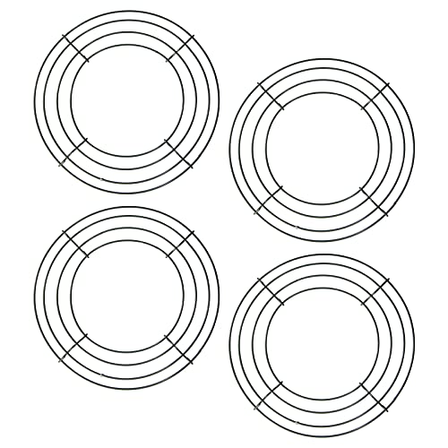 UND 8 Inch Wire Wreath Frame Metal Round Wreath Form Making Rings Green for Christmas New Year Party Home Decoration DIY Macrame Floral Crafts Pack of 4,8 inch, 4 pack