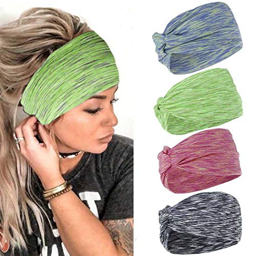 Fashband Boho Headbands Criss Cross Hair Bands Elastic Stretchy Twist Head Wraps Yoga Outdoor Head Scarfs Headpiece for Women Girls Pack of 4 (Type J)