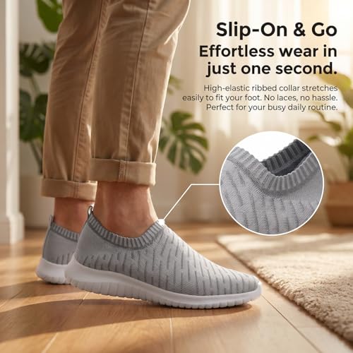 Image of TIOSEBON Men's Slip On Walking Shoes Arch Support Knit Mesh Lightweight Casual Comfortable Gym Workout Running Tennis Travel Standing Sneakers