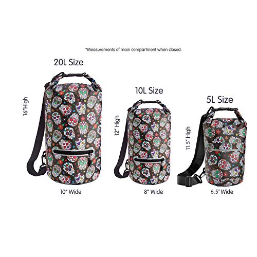 Skog Å Kust DrySak - Roll Top Waterproof Bag for Travel & Outdoors - 20L Sugar Skulls