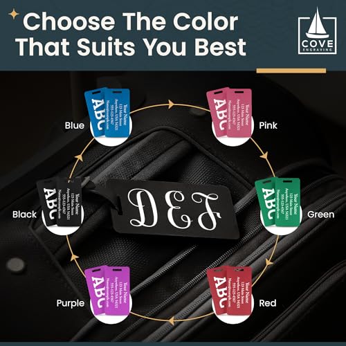 Two Custom Engraved Aluminum Luggage Tags (Blue) - Thumbnail 6