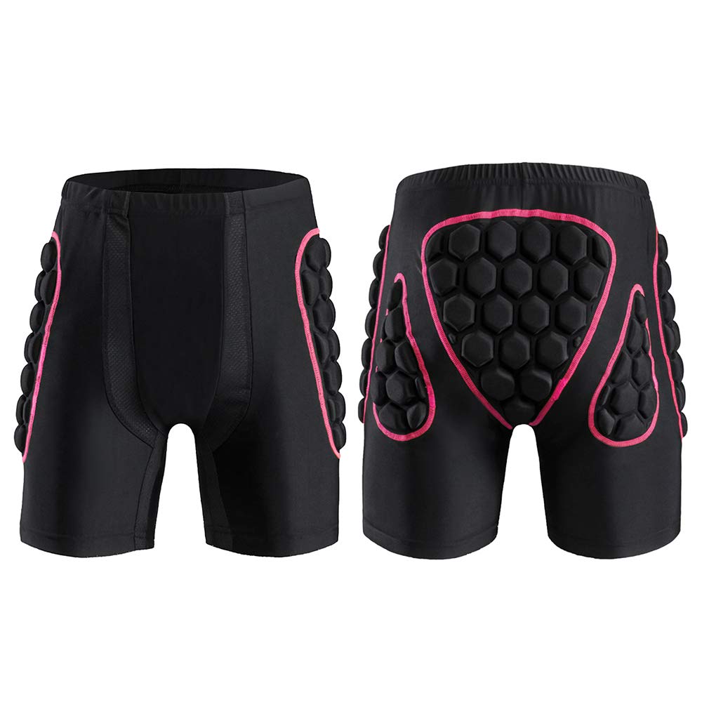 Lixada Shorts de Protection rembourrés pour Femme pour Snowboard, Ski, équitation, Rose, L