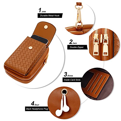 OIDERY Small Crossbody Bags Cell Phone Purse for Women, Leather Shoulder Handbag Wallet Purse with Credit Card Slots4