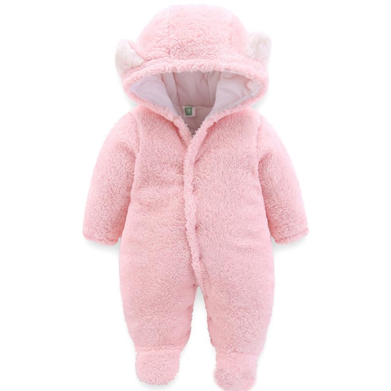 Image of Vicycmc Unisex Baby Bear Onesie Snow Suit Baby Winter Coat Cute Puffy Hooded Newborn Infant Jumpsuit Winter Baby Essentials