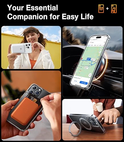 Image of TORRAS Magnetic Ostand Designed for iPhone 15 Pro Max Case, [Military Grade Drop Tested][Compatible with MagSafe][Build in Kickstand] Clear Slim Hard Back Soft Edge Anti-Fingerprint, Clear | Compatible with MagSafe, Build in Kickstand, Clear Slim Hard Back Soft Edge Anti Fingerprint 6.7 2023, Clear