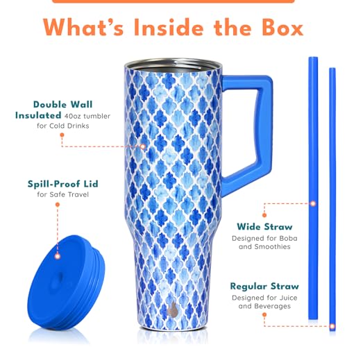 Image of Elemental Spill Proof 40oz Insulated Tumbler with Handle & Straw Travel Mug