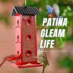 All Metal Bird Feeder for Outdoors Suspendre 14-Port Vue multi-birds, étanche, Rust-Proof & Easy-Clean.. Attire les cardinaux, les Finches, les Chickades & Plus (Élégant rouge & Noir)