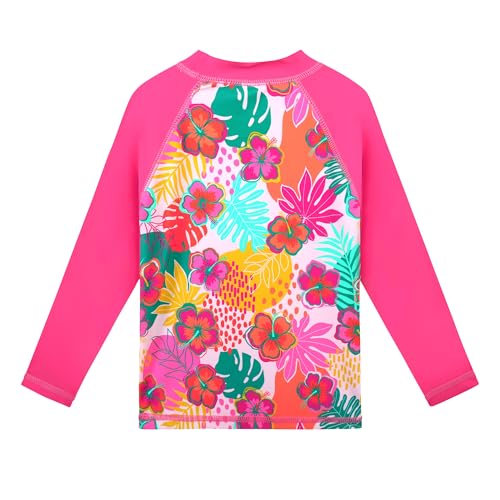 Image of TFJH E Girls Two Piece Swimsuit Long Sleeve Rash Guard Ages 3-12 | UPF 50+ sun protection, breathable , lightweight long sleeve swimsuit, full coverage, pool beach vacation, water park