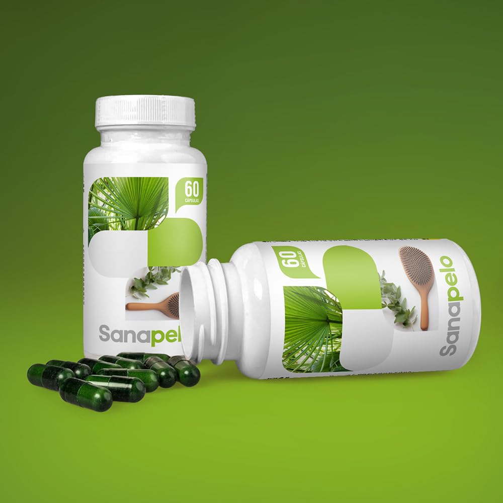 Sanapelo–Cápsulas Anticaída pelo|Con Saw Palmetto,Biotina,Zinc | Pygeum Africanum,Té verde-Ayuda a fortalecer el pelo,evitar la caída y mejorar la circulación-SANACAPS(3 Botes)