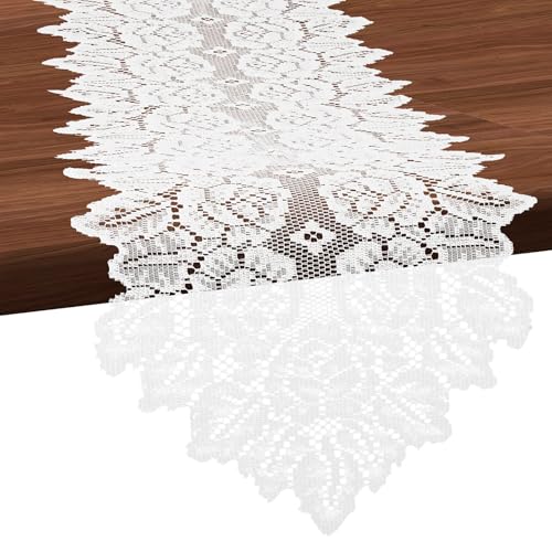 1 Pcs Doilies for Tables Dresser Scarf for Bedrooms Furniture White Lace Table Runner Crochet Cotton Desk Runner Dresser Cover Top 45.67 X 13.39 Vintage Lace Cloth for End