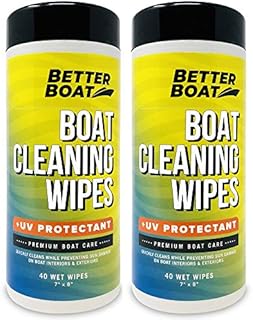 Boat Cleaner Wipes with UV Protection Boat Vinyl Cleaner and Protectant Car Leather Marine Boat Seat Cleaner Dashboard & Console Boat Cleaning Supplies Interior and Exterior Clean & Wash Products 2PK