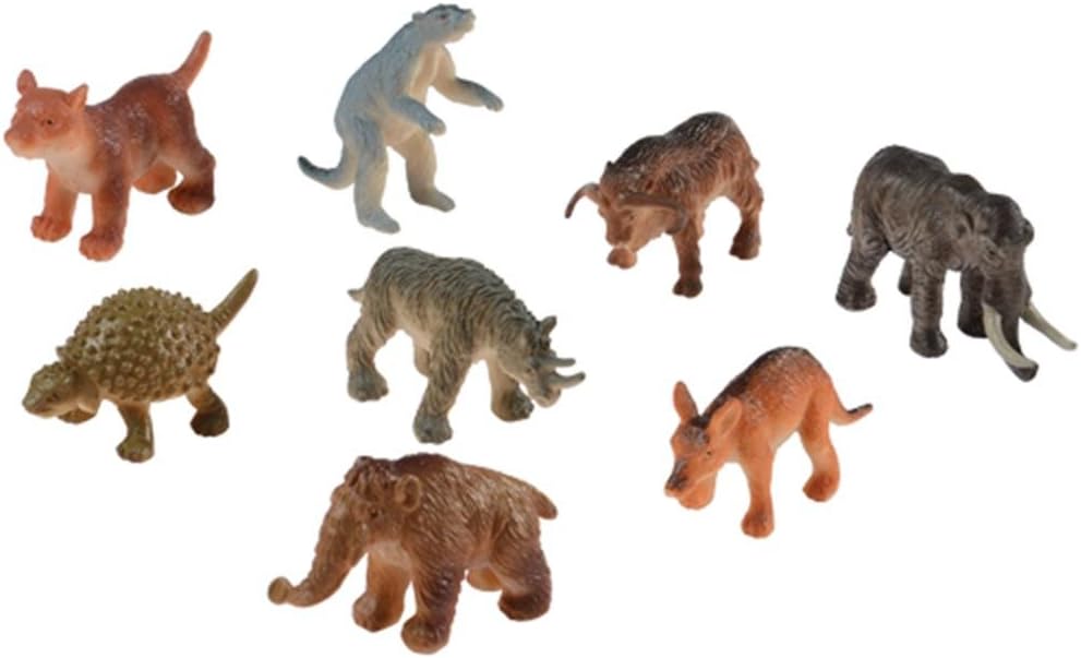 U. S. Toy Assorted Mini Ice Age Animal Action Figures - Set of 12 Plastic Mammoth and Prehistoric Creatures