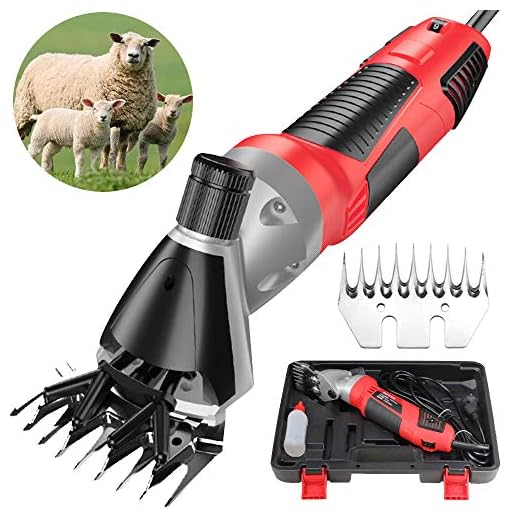 ZRZJBX 1000W Sheep Shears Electric Clipper Goats, Alpaca, Llamas, Angora Rabbits Shearing Hand Piece Cutter Grooming Farm Pet Supplies Livestock, Send 1 Blades,Send9teethstraightblade
