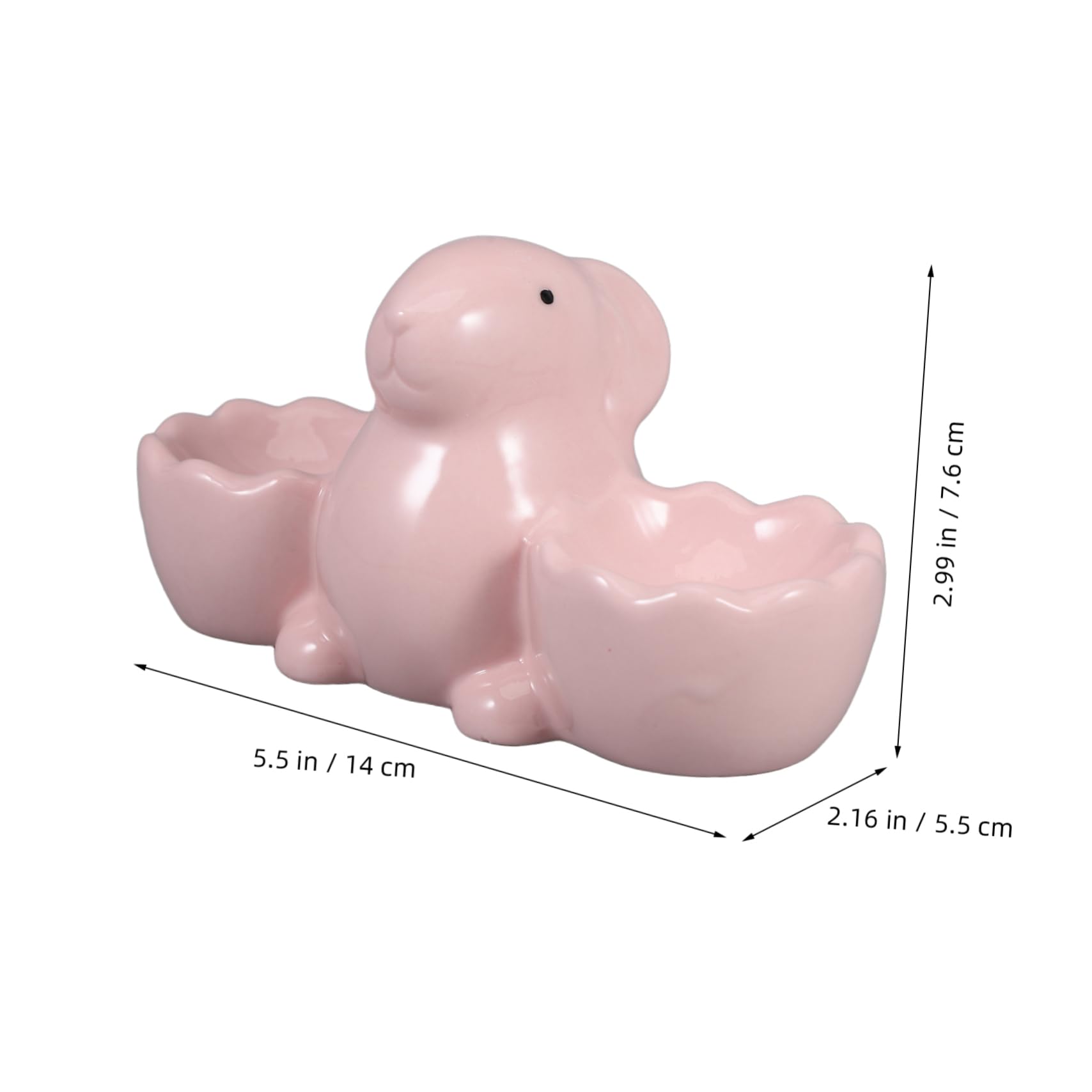 SOLUSTRE Cute Ceramic Bunny Egg Cups Set Easter Decor Rabbit Egg Holders Porcelain Dish Home Decor for Breakfast
