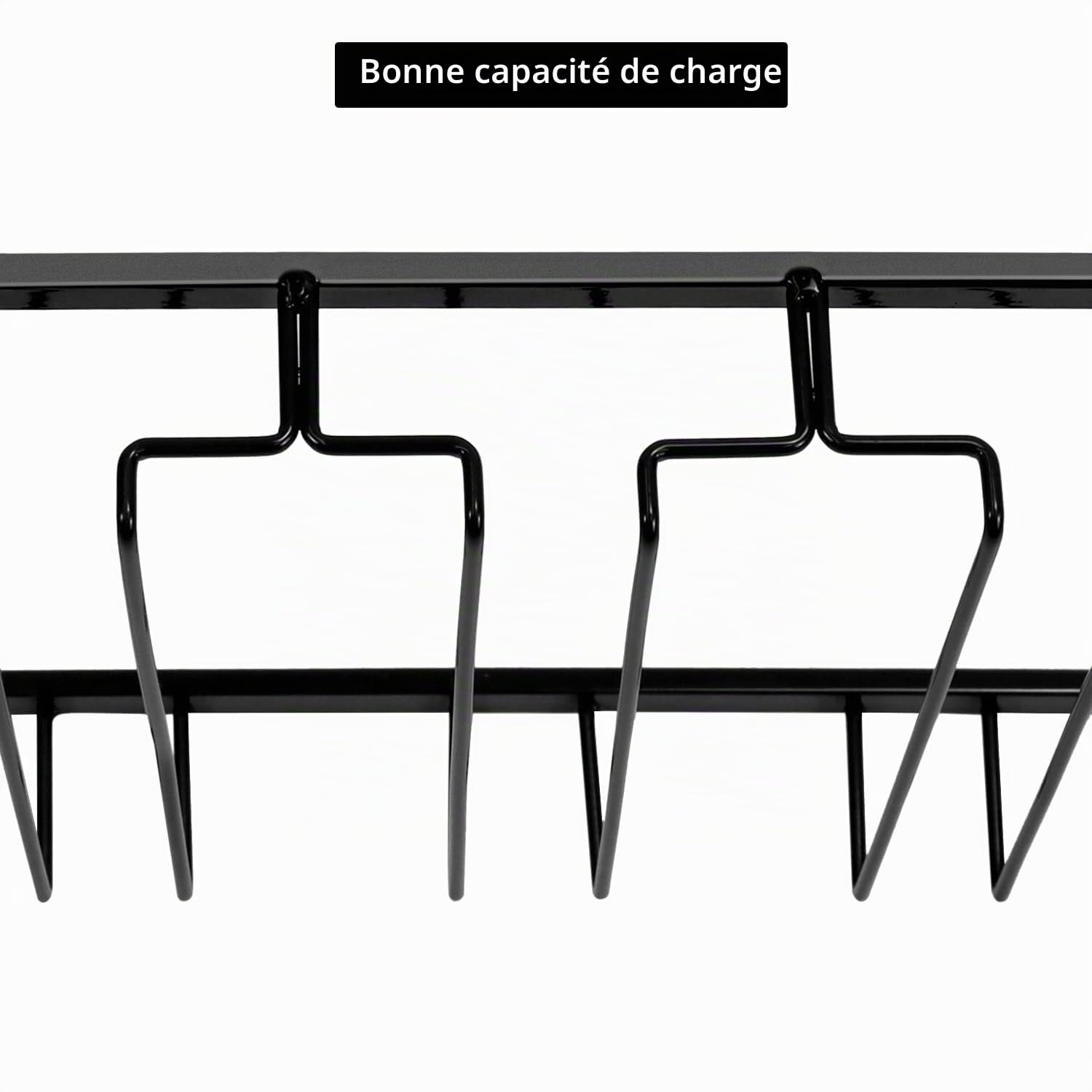QWORK 2 x Metal Hanging Wine Glass Holder 7 Rows Bar Kitchen Black