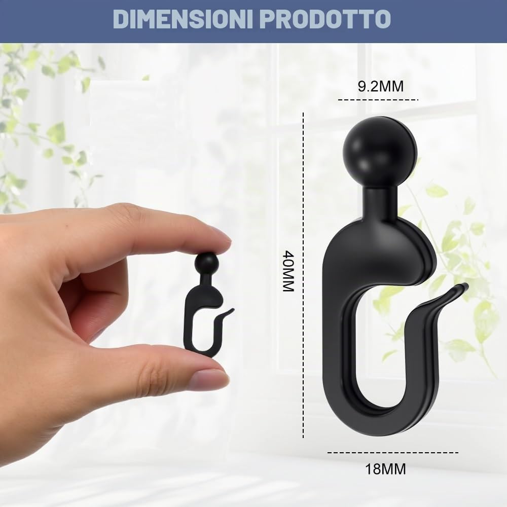 50 Pz Ganci in Plastica per Tende Gazebo, Ganci per Binario Tende Scorrevoli, Ganci per Teli Laterali e Tende Zanzariere da Gazebo Scorrevoli, Ganci Invisibili Binari Tende Universali - Nero