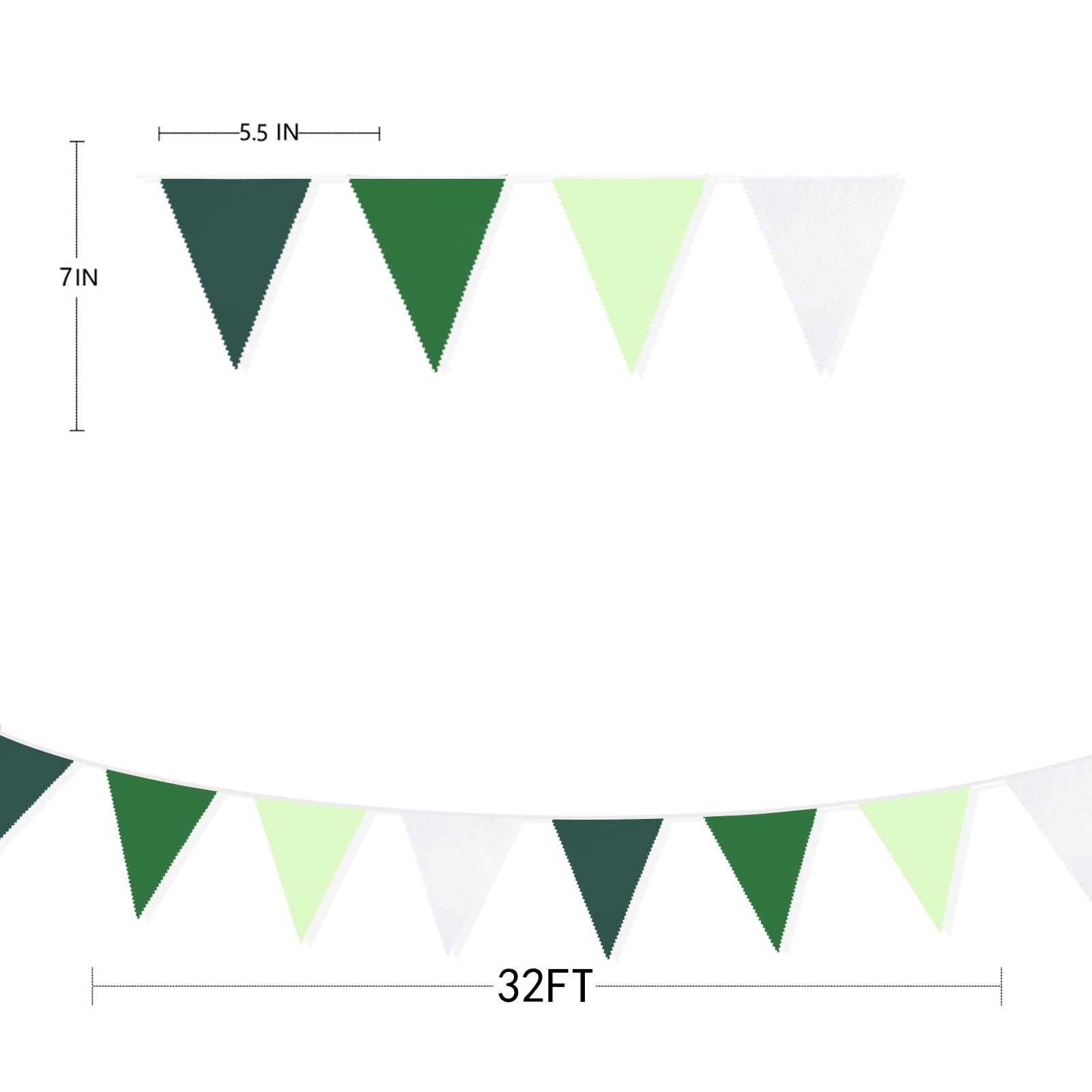Grünes Banner mit Farbverlauf, Party-Dekorationen, grüne Dreieck-Flagge, Stoffbanner, Wimpelkette, Girlande, Luftschlangen für Dinosaurier, Geburtstag, Hochzeit, Babyparty, Laube Tag, Sommer, Golf,
