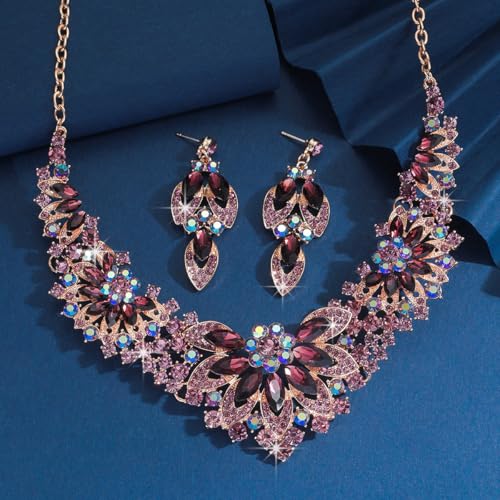 Image of Shining Diva Fashion Stylish Design Fancy Crystal Necklace Jewellery Set for Women | Trendy Celebrity Inspired Jewellery
