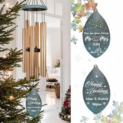 Image of ASTARIN Wedding Gifts Wind Chime, Personalized Names & Date Wind Chimes Gifts for Couple 2024, Wedding Gift for Newlywed Bride Groom Husband Wife, Valentine's Day Anniversary