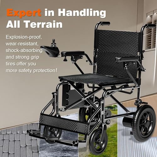 Image of Hassky Electric Wheelchair for Adults Foldable, 15 Miles Range Motorized Wheelchair, Power Wheelchairs for Seniors Supports Up to 350 lbs, Black
