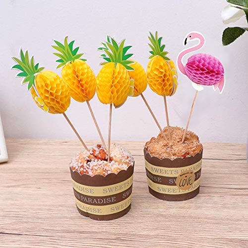 ZARRS Hawaii Cake Picks,50 Stück 3D Flamingo Ananas Kuchen Topper Cocktail Dekoration Getränk für Sommer Hawaii… - Image 3