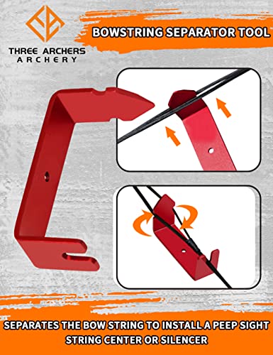 Three Archers Archery Bowstring Separator, Peep Sight Installer & String Serving Thread Archery Accessories For Hunting Shooting- (Black&White Serving Thread) #TOP4