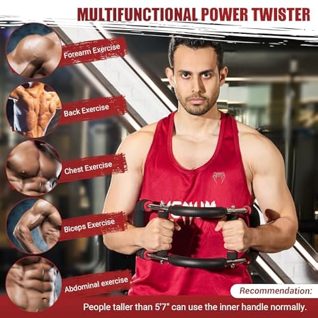 Twister Arm Trainer, Adjustable Twister Arm Chest Exerciser with 4 Spring & Training Poster for Men & Women, Detachable Power Twister Home Fitness Equipment for Enhancing Upper Body Muscle