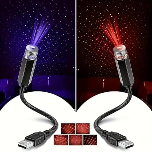 Image of Car Interior, Room Roof Star Light, LED Starry Laser Light Atmosphere Ambient Projector Light USB Port, Night Home Decoration Galaxy Light Pack of 1
