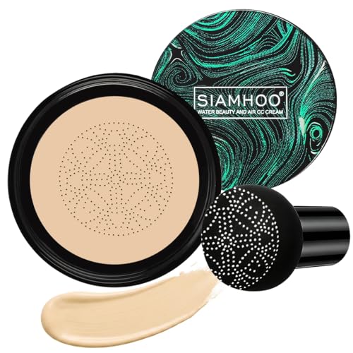 SIAMHOO CC Cream Air Cushion Foundation volle Deckkraft Grundierung und Pilz Luftkissen CC Creme für makelloses Make up,gleichmäßiger Hautton 20 g - Ivory