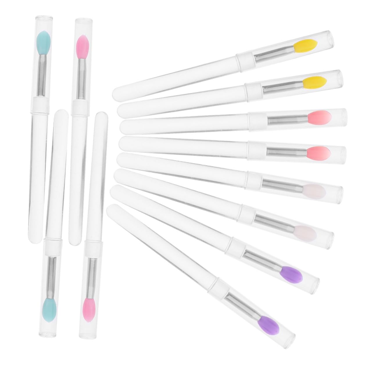 FOYTOKI Portable Lip Brush Cover 12pcs Silicone Lipstick Applicator Wands Lip Gloss Brush Lip Applicators Women's Makeup Tools Travel-friendly Easy to Cle