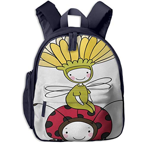 Bolsa La Escuela Mochila con Hada Mariquita Doodle Divertido Fantasía para Impermeable