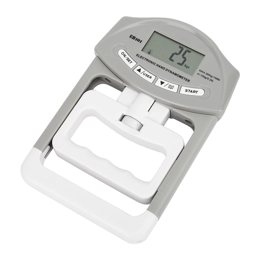 Dinamómetro de Fuerza Electrónico Probador de Fuerza Agarre Manual Medidor Agarre Dinamómetro Mano Digital LCD Grande Registros Memoria Ajustables con