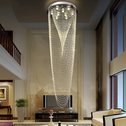 Cristal Lampe de Plafond LED Moderne Acier Inoxydable Lustre Salon