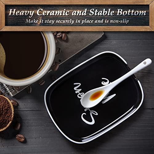 Image of Ceramic Spoon Rest for Stove Top, DAYYET Large Spoon Holder, Spoon Rest for Kitchen Counter, Heat-Resistant Cooking Utensil Rest, Black Kitchen Decor and Accessories