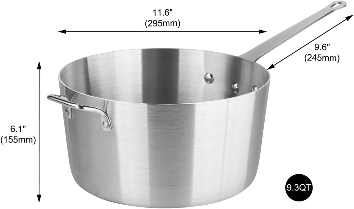 New Star Foodservice 9.3 Qt Aluminum Sauce Pan, 11.4-Inch Diameter, No Cover