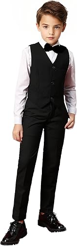 Miniatura 2 de Yanlu Conjunto de trajes formales de esmoquin para niños, color azul y negro, traje ajustado para bodas