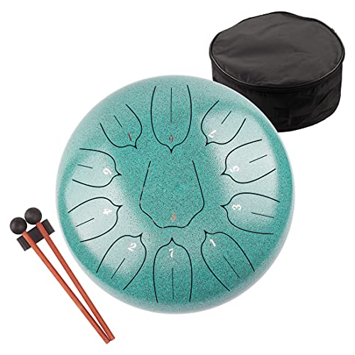 LOMUTY Steel Tongue Drum 12 Inch 11 Notes for Adults - Ethereal Metal Instrument for Meditation...