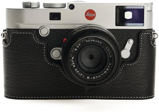 Leica M10 Case, BolinUS Handmade Genuine Real Leather Half Camera Case Bag Cover for Leica M10 Camera with Hand Strap - Black