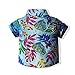 Baby Boys Casual Cartoon Print Tee Button Down Slim-Fit Tops Short Sleeve Shirt