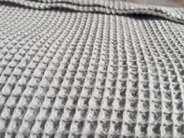 Cotton Waffle Pique Honeycomb Fabric - Bathrobe Gown Towel Cushion Kitchen Cloth Material - 150cm Wide - Sold by The Yard - Silver Grey