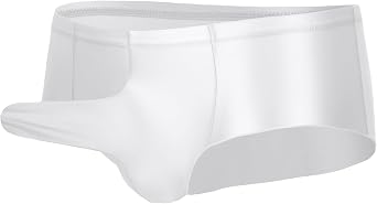 AUBIG Shiny Metallic Mini Boxer Briefs for Men Oil Shiny Glossy Panties Sheer Underpants Low Waist Panties