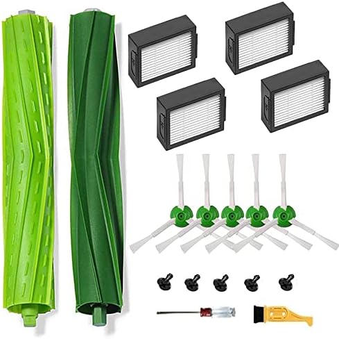 Replacement Parts for iRobot Roomba i3 EVO i3+ i4 i2 i4+ i6 i6+ i7+ i8 i8+/Plus E5 E6 E7 j7 (7150) j7+ (7550) I,E,J Series Vacuum Cleaner,1 Set Multi-Surface Rubber Brushes 4 Filters 5 Side Brushes