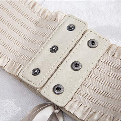 yotijar Cinto Retro Feminino de Amarrar Cinto de Cintura Espartilho Botão Waspie Fechado - Bege