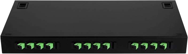 SC-APC 12 Simplex 12 Port Rack Mount Enclosure Box with Splice Tray Singlemode SC-APC Kit (Includes 1.2 Meter Pigtail and 12PC Coupler)