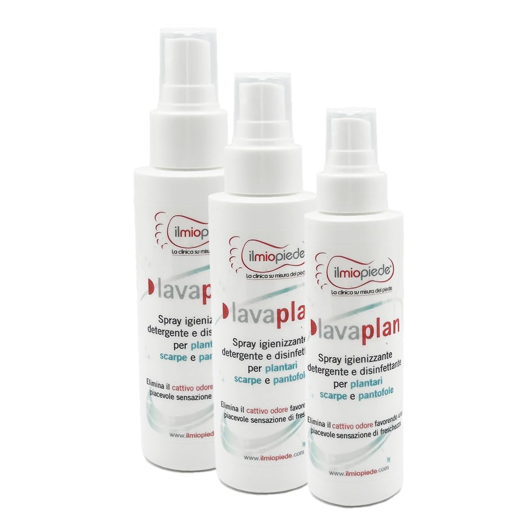 Lavaplan Spray antibatterico, disinfettante e detergente. Pulisce e igienizza a fondo plantari e scarpe, elimina il cattivo odore! Special Pack 3 spray!