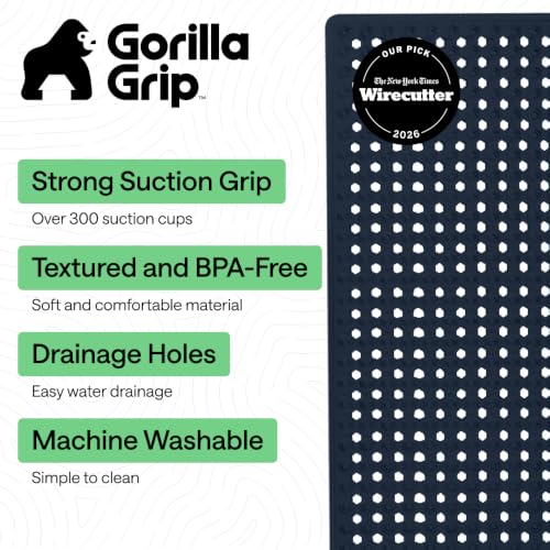 Image of GORILLA GRIP Bath Tub Shower Mat, Bathtub Floor Liner, 35x16 Navy Opaque