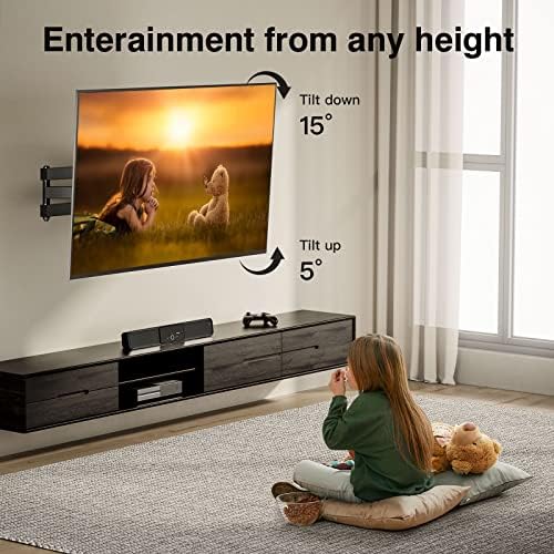 Perlegear TV Wall Bracket for Most 10-32 inch TVs or Monitors up to 20kg, Full Motion TV bracket Swivels Tilts Extends Rotates, Fits VESA 50x50mm/75x75mm/100x100mm, PGXSF1-E
